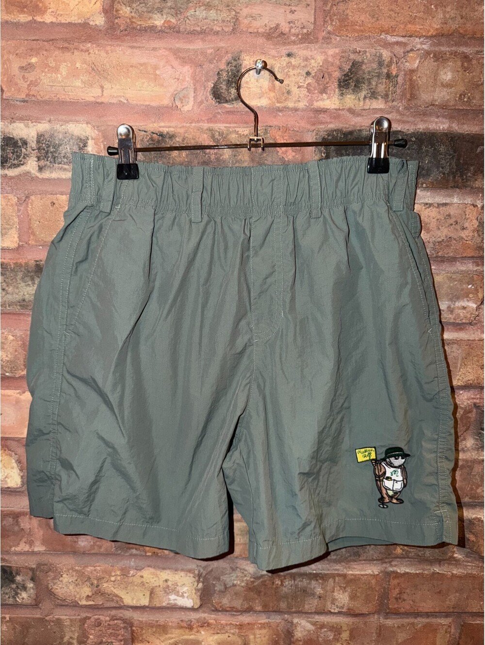 Malbon Golf Caddy Bear Shorts Men's Medium Green Short Polyester Inseam 6"